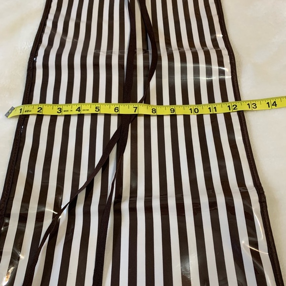 HENRI BENDEL brown white striped hanging 4 pockets travel toiletries bag VVGUC+ - Picture 10 of 11